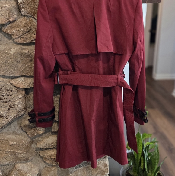 White House Black Market Burgundy Trench Coat - Picture 4 of 5